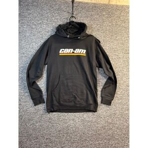 Can-Am Mens Black Graphic Pullover Hoodie Sweatshirt Logo Racing Stripes S